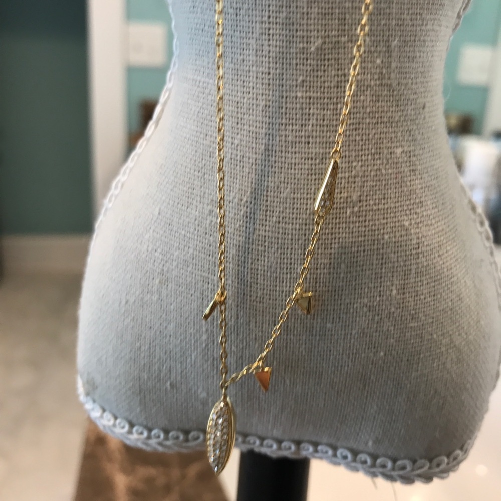 Stella & Dot gold rhinestone necklace drop
